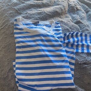 J. Crew womans Long Sleeve Blue and White Tee